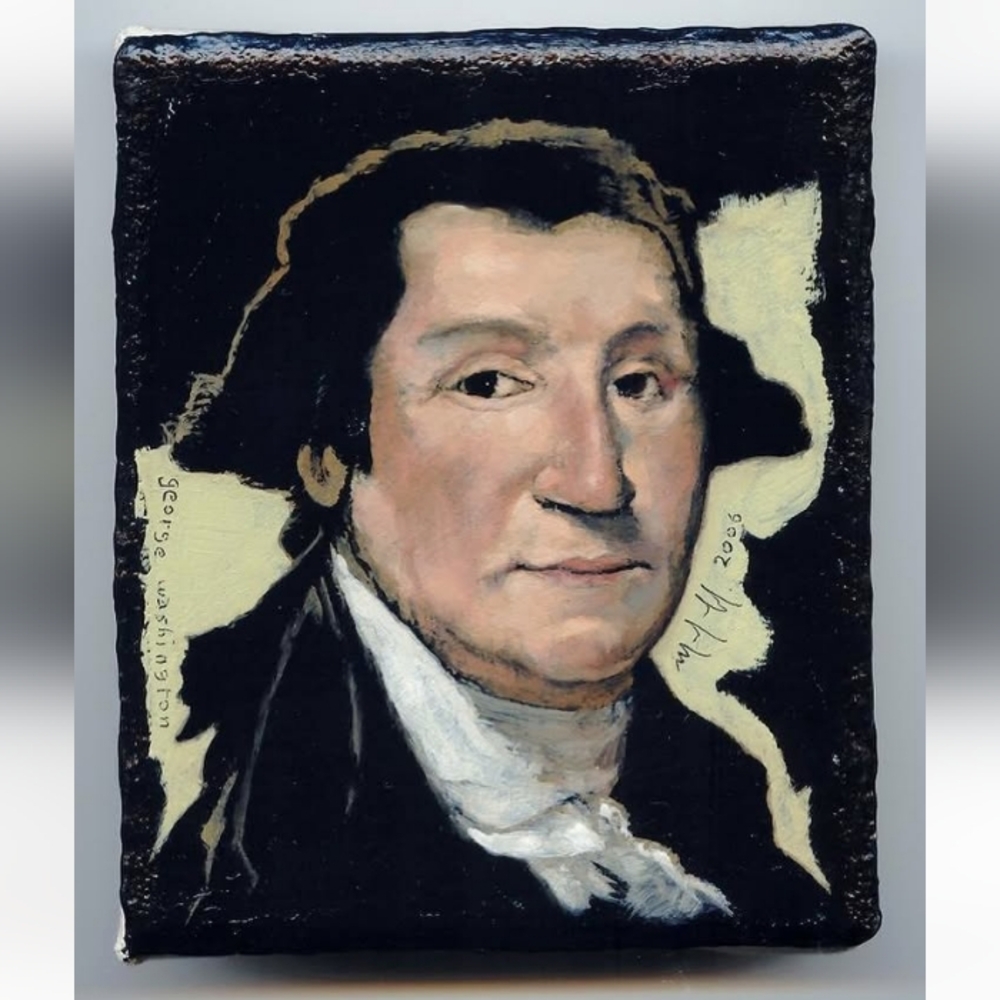 Portrait De George Washington Signé Par Michael Kerkhoff (2006) Environ 3 X 3